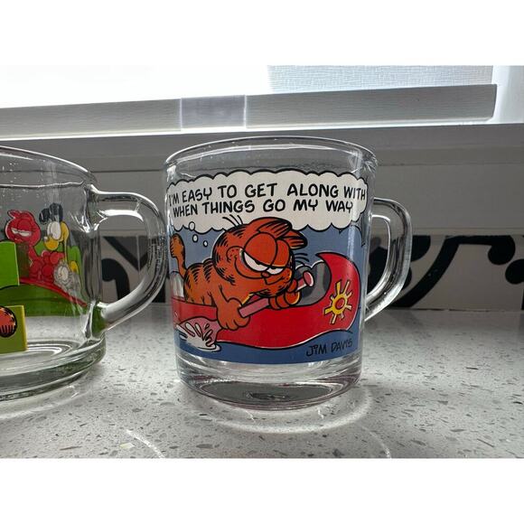 Vintage Set of 3 1978 McDonalds Garfield Odie Glass Coffee Mugs Cups Jim Davis - Picture 5 of 7